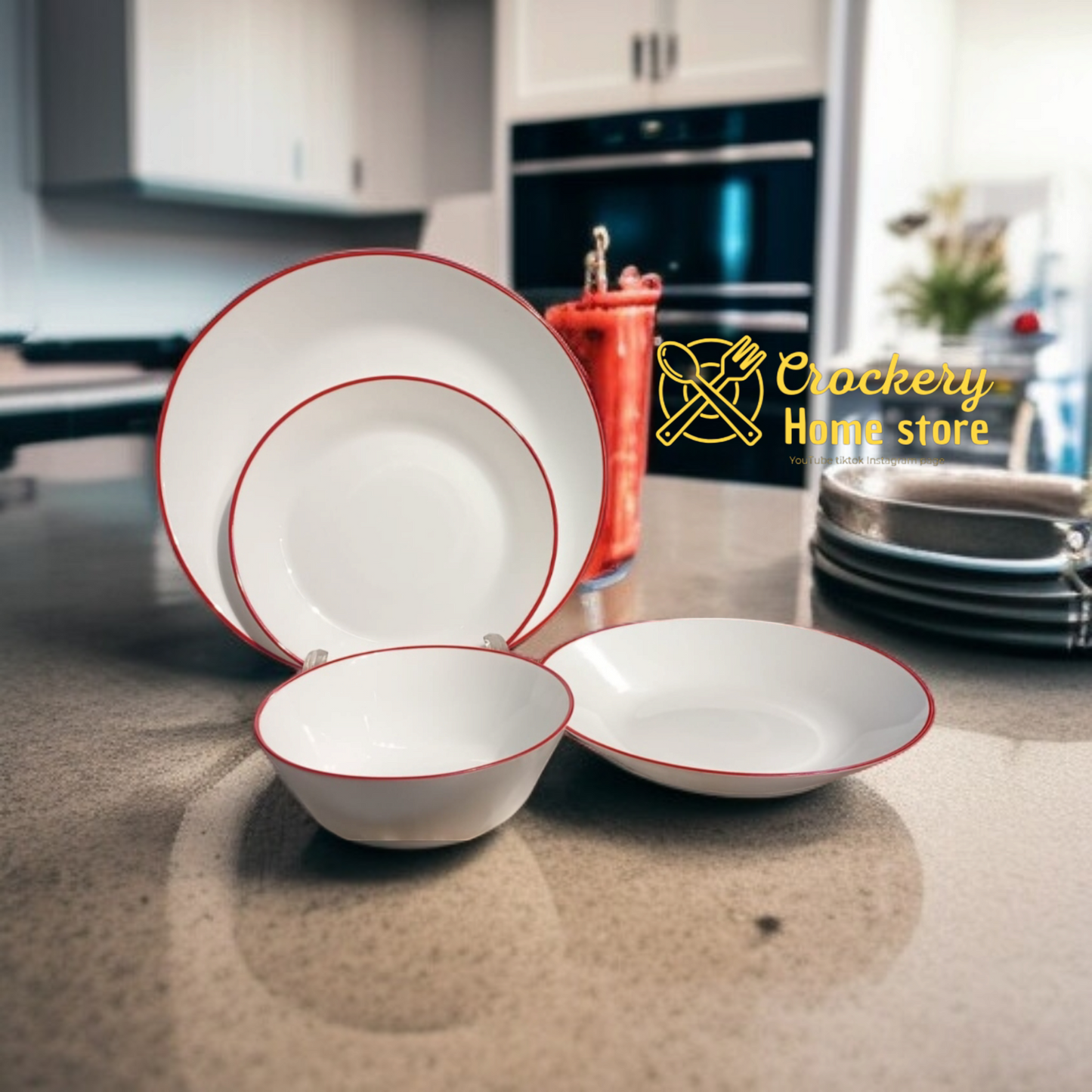 24-Piece Marble Design Breakfast Dinner Set – 6 Bowls, 6 Deep Plates, 6 Rice Plates, 6 Quarter Plates – Elegant Tableware