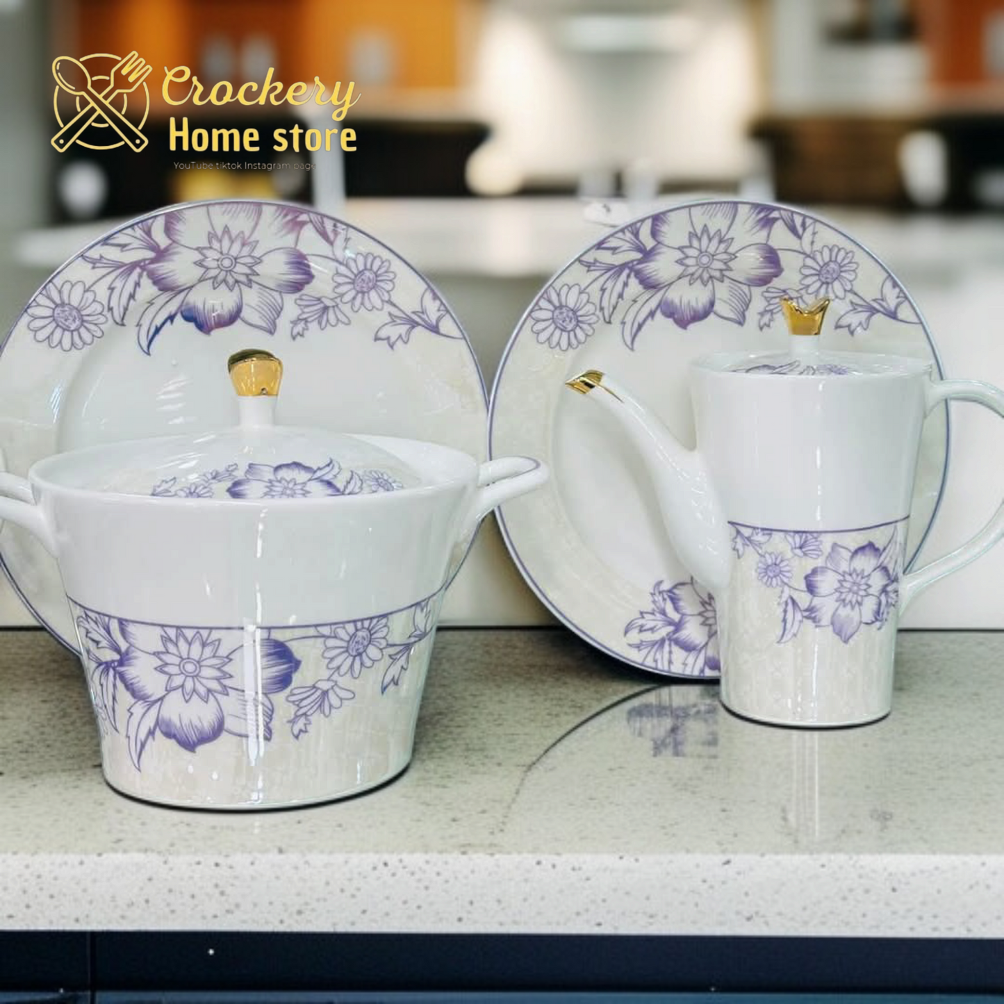 61-Piece Luxury Bone China Dinner Set – Serves 8 | Elegant Dining Collection