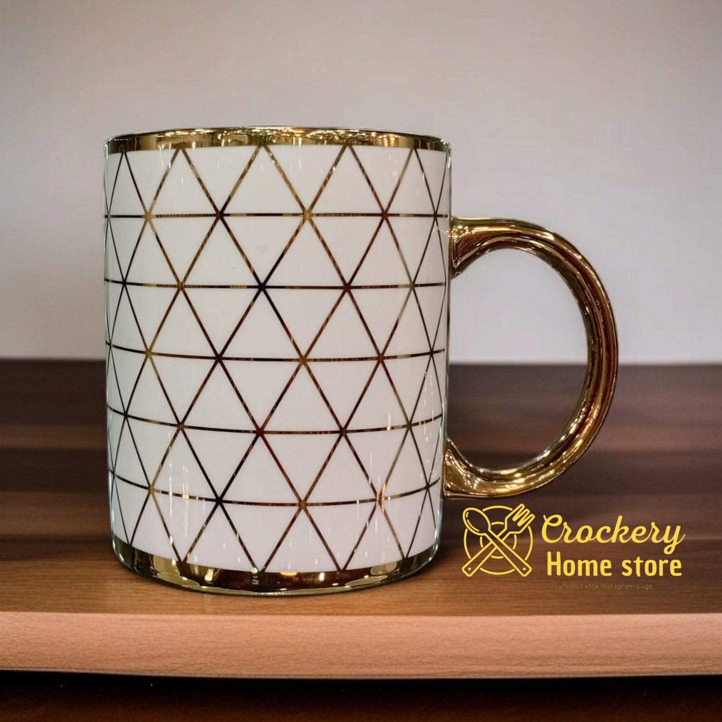 6pcs Luxury Mug Set – Golden Fancy Design for Tea & Coffee