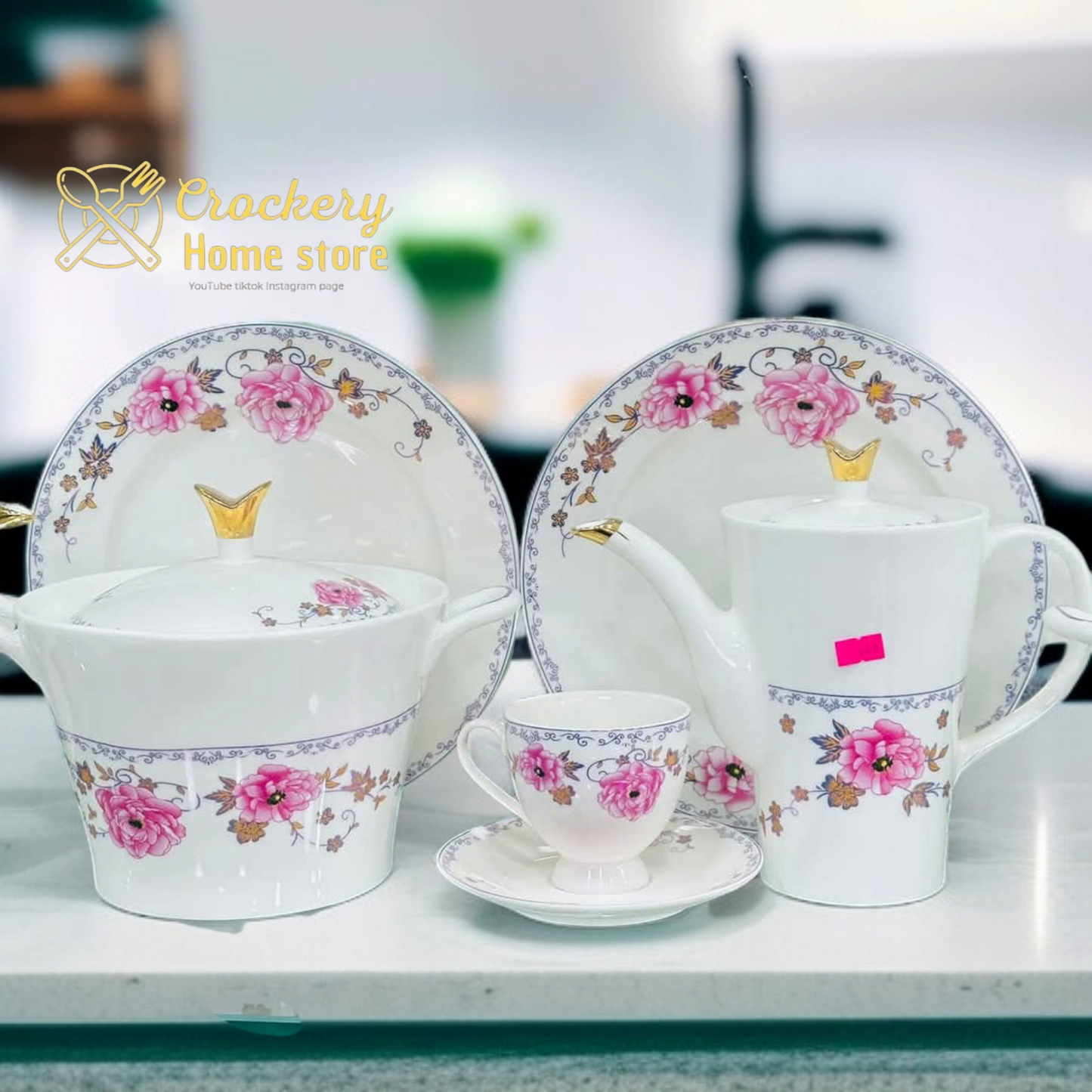61-Piece Luxury Bone China Dinner Set – Serves 8 | Elegant Dining Collection