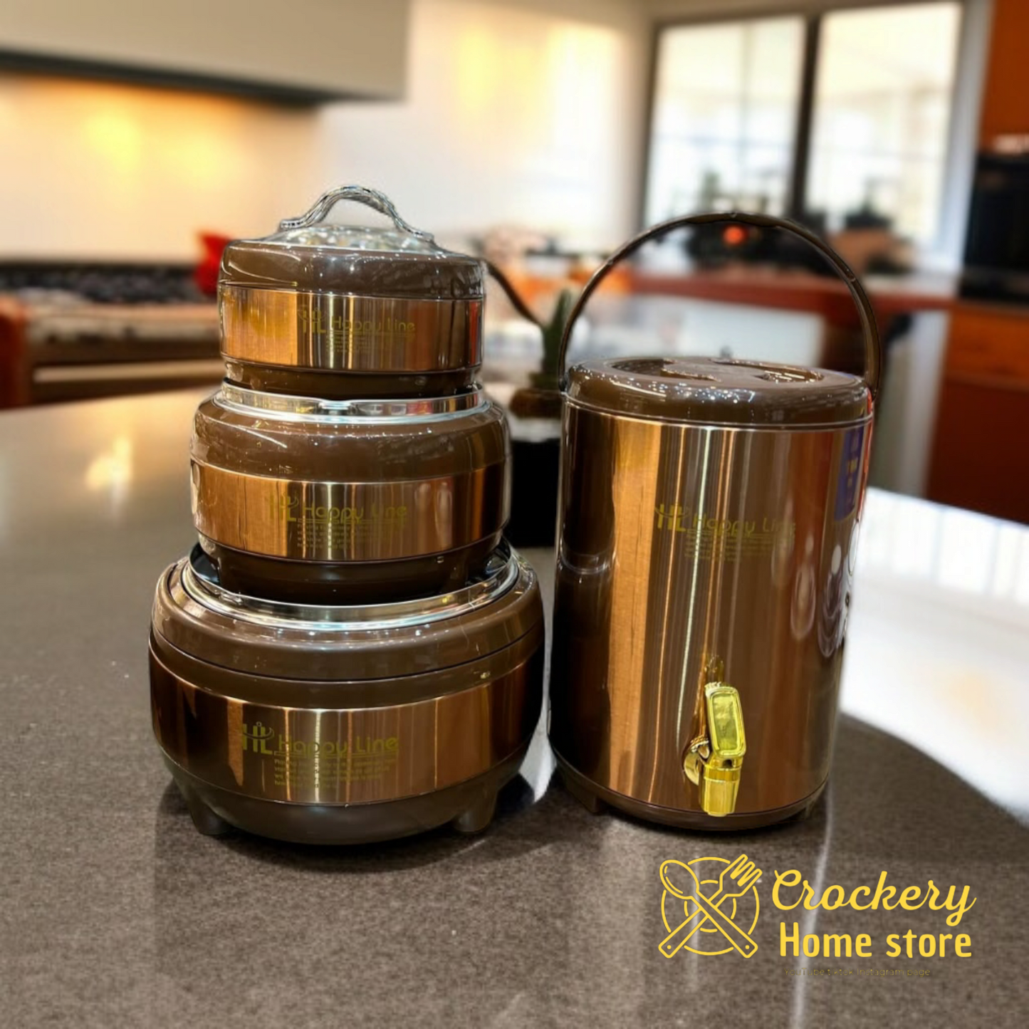 4pcs Hot Pot & Cooler Set with Glass Lids – Elegant & Functional