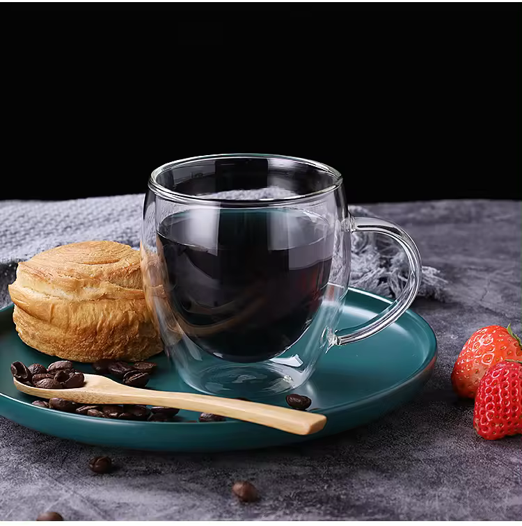 "Double Wall Glass Coffee Mug – Heat Resistant & Insulated Cup for Hot & Cold Drinks" 250ML