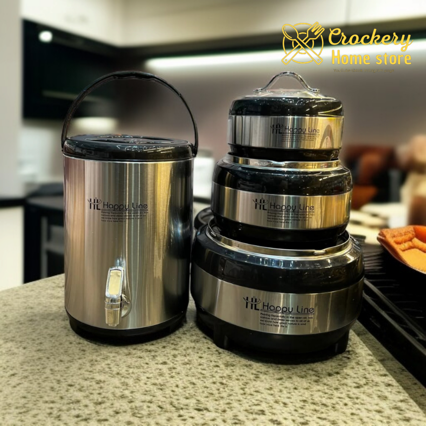 4pcs Hot Pot & Cooler Set with Glass Lids – Elegant & Functional