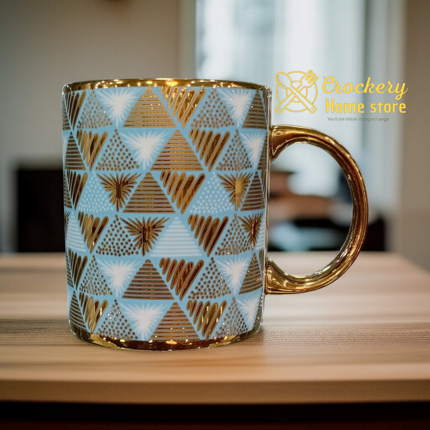 6pcs Luxury Mug Set – Golden Fancy Design for Tea & Coffee