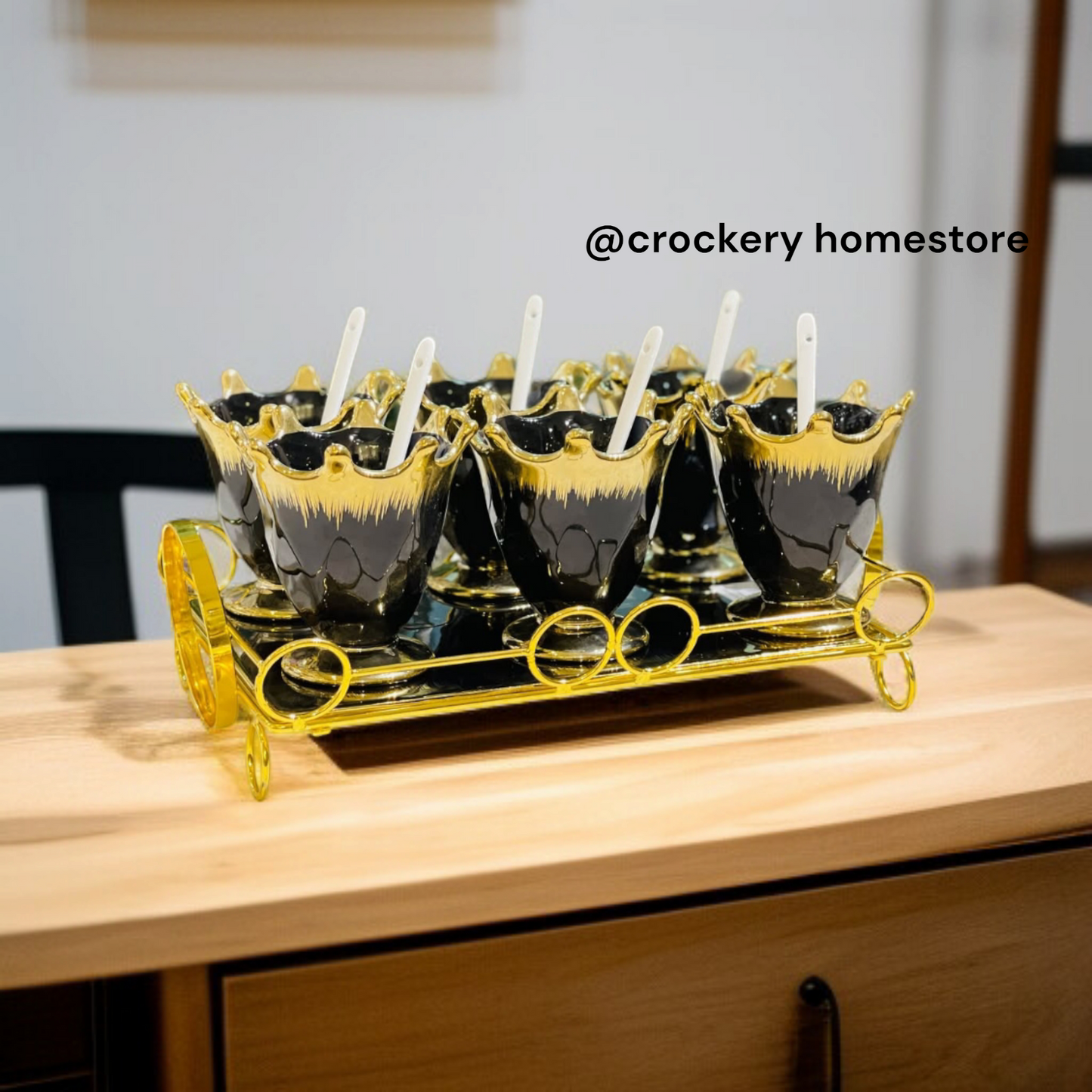13-Piece Ice Cream Serving Set – 6 Bowls, 6 Spoons & 1 Tray | Elegant Dessert Set