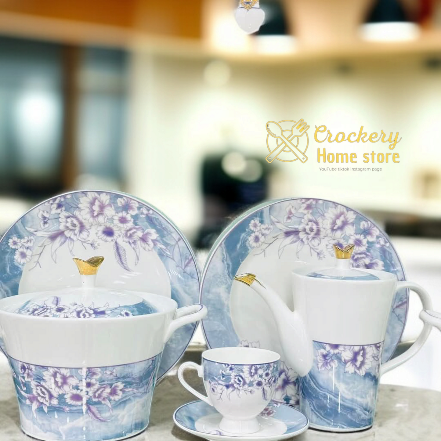 61-Piece Luxury Bone China Dinner Set – Serves 8 | Elegant Dining Collection