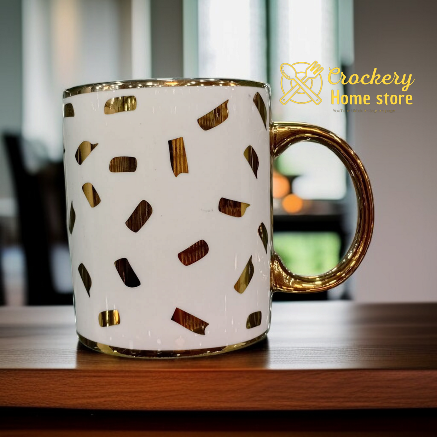 6pcs Luxury Mug Set – Golden Fancy Design for Tea & Coffee