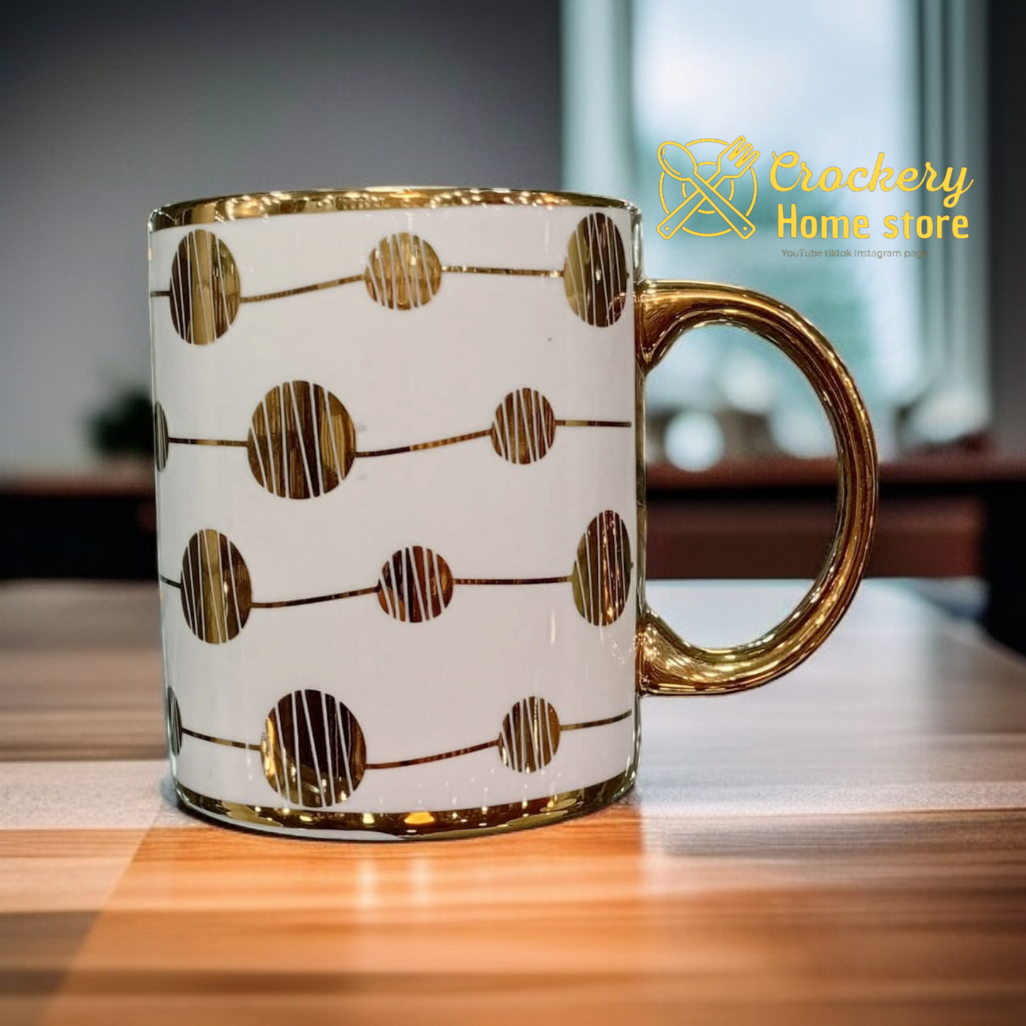6pcs Luxury Mug Set – Golden Fancy Design for Tea & Coffee