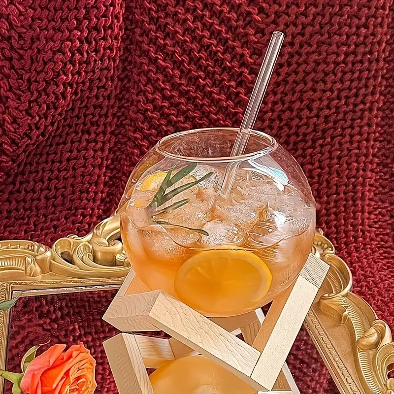 Premium Glass Juice Mug Set with Glass Straw & Wooden Stand – Stylish & Eco-Friendly Drinkware"