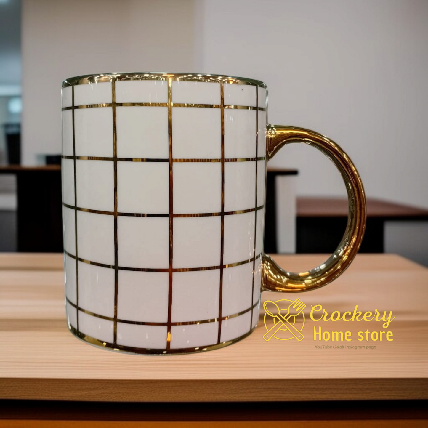 6pcs Luxury Mug Set – Golden Fancy Design for Tea & Coffee