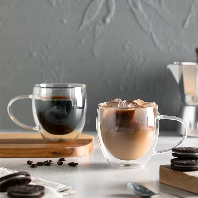 "Double Wall Glass Coffee Mug – Heat Resistant & Insulated Cup for Hot & Cold Drinks" 250ML