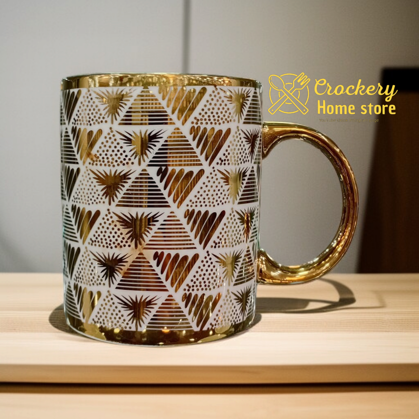 6pcs Luxury Mug Set – Golden Fancy Design for Tea & Coffee