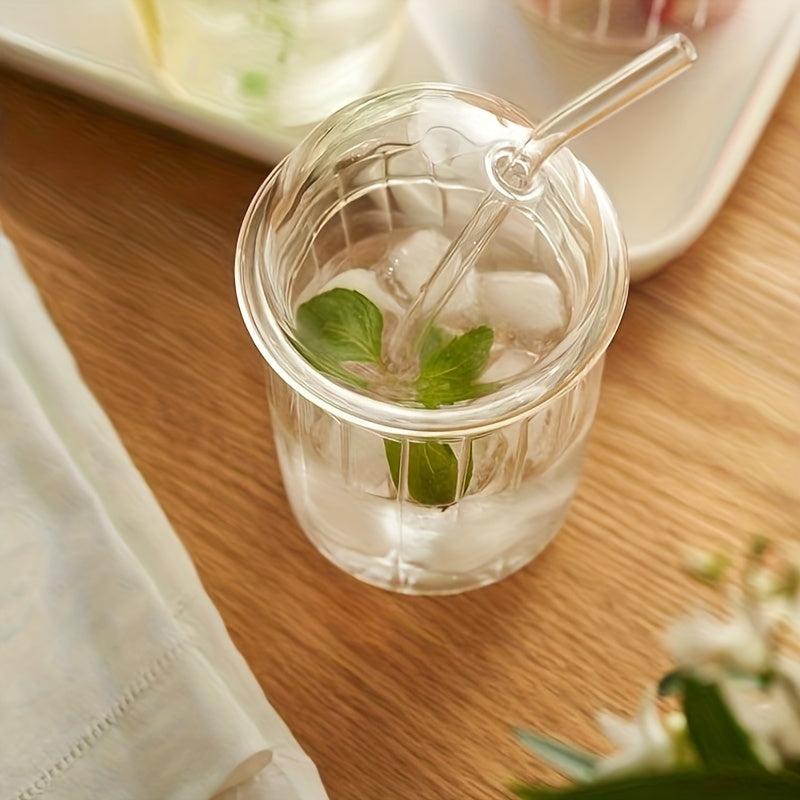 Glass Juice Mug with Glass Lid – Elegant Transparent Mug for Juices, Coffee & Smoothies"