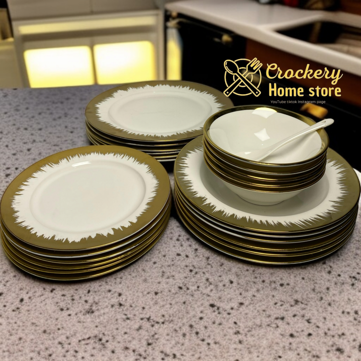 30-Piece Breakfast Set – Elegant Dining Set with Spoons, Bowls & Plates