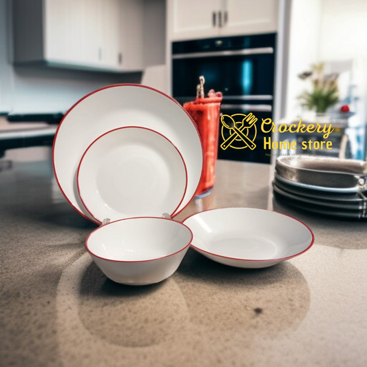 24-Piece Marble Design Breakfast Dinner Set – 6 Bowls, 6 Deep Plates, 6 Rice Plates, 6 Quarter Plates – Elegant Tableware