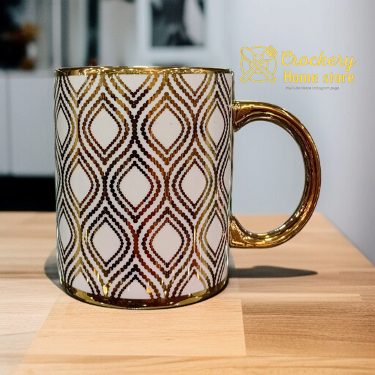 6pcs Luxury Mug Set – Golden Fancy Design for Tea & Coffee