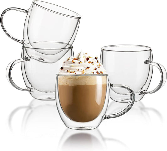 "Double Wall Glass Coffee Mug – Heat Resistant & Insulated Cup for Hot & Cold Drinks" 250ML