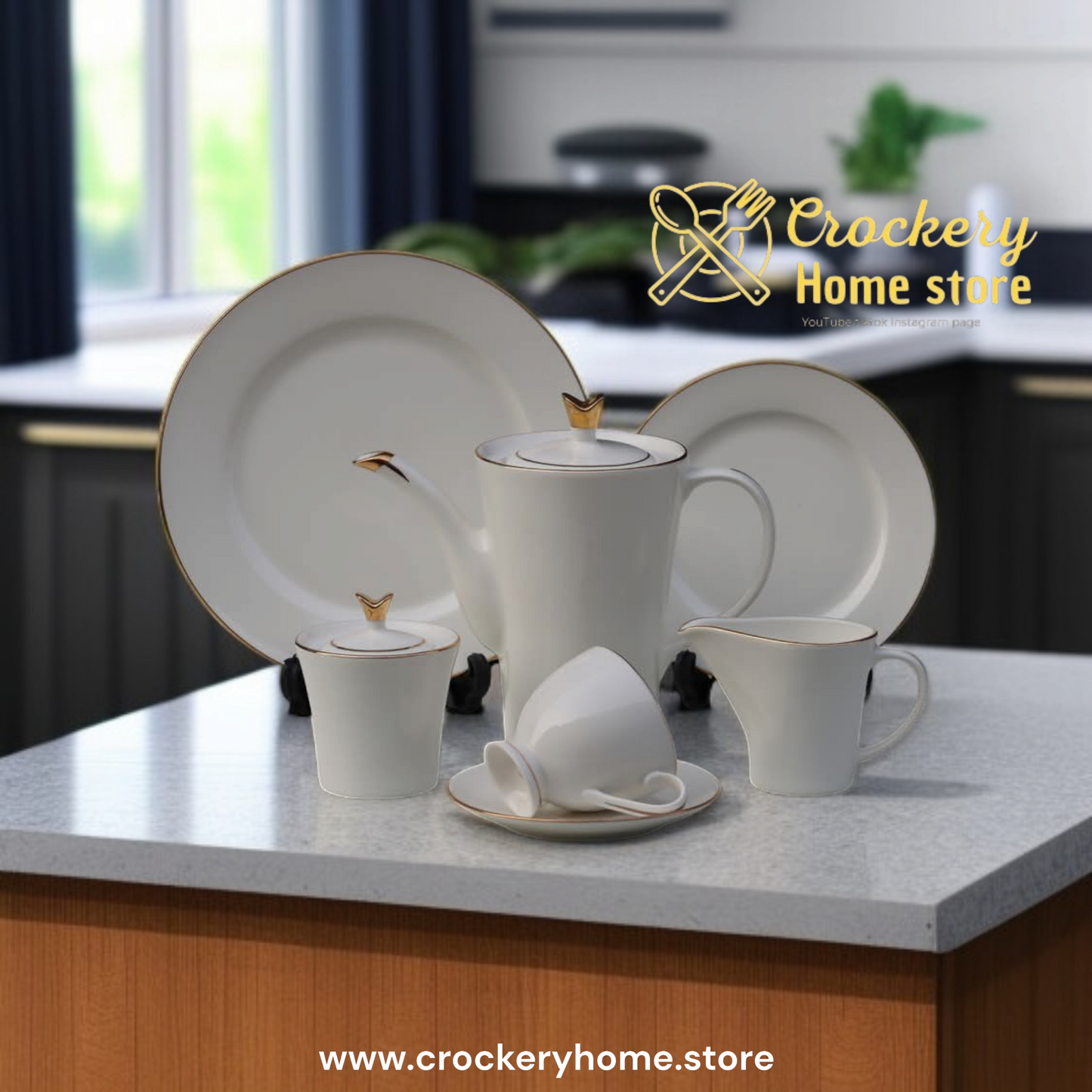 24pcs Tea Set Bone China for 6 – Teacups, Kettle, Saucers – Elegant Tableware Gift