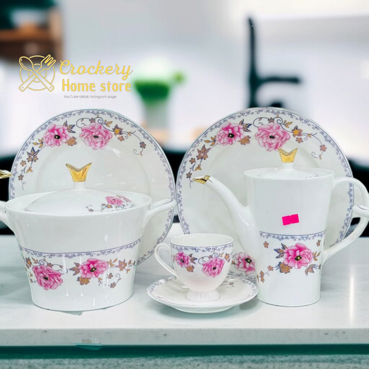61-Piece Luxury Bone China Dinner Set – Serves 8 | Elegant Dining Collection