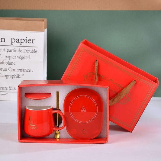 Smart Mug Warmer Set – Bone China Mug + USB Chargeable Heat Plate – Ideal for Office/Home"