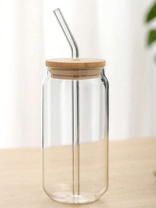 Sphere of Bliss Glass Cup with Wooden Lid and Glass Straw 450ML